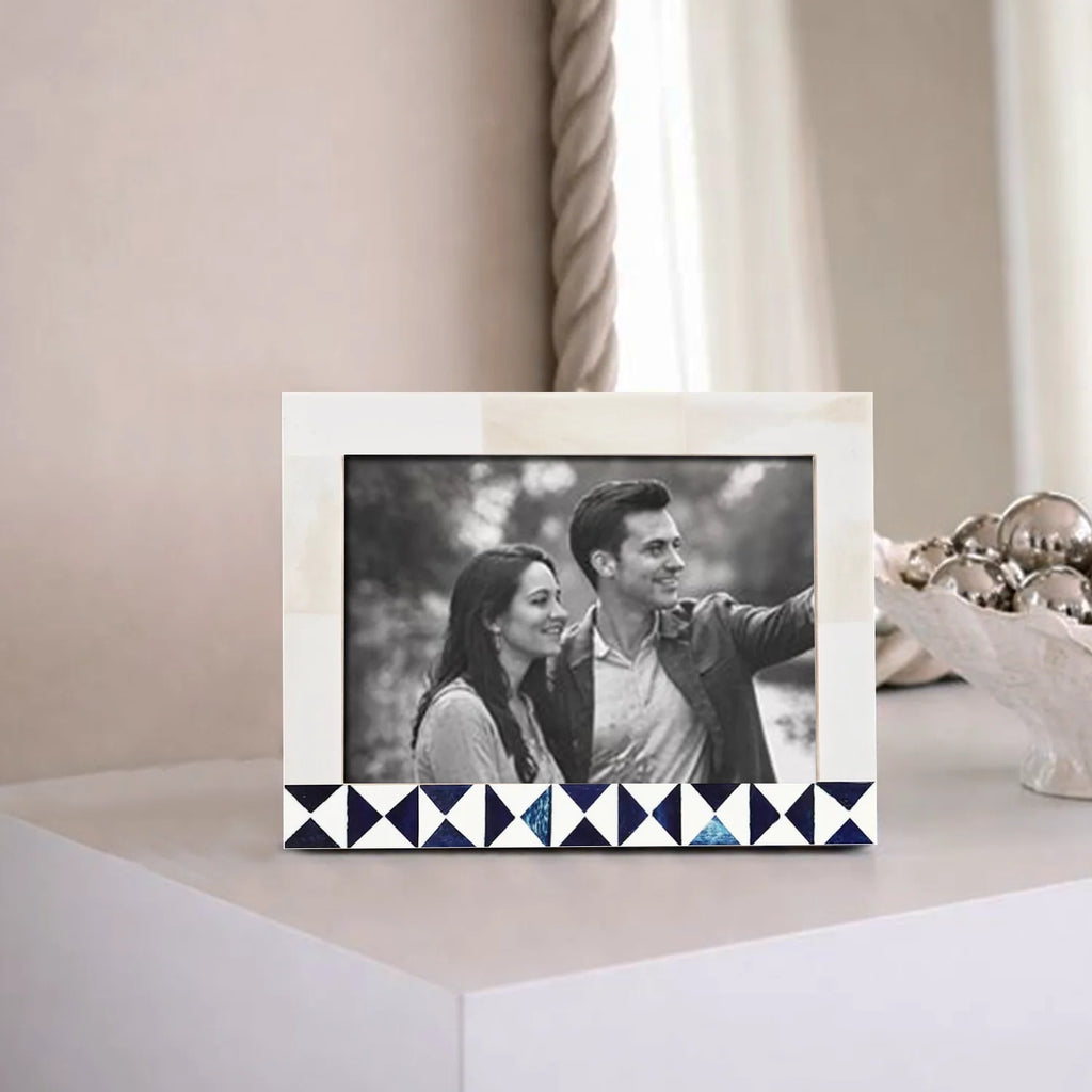 Indigo Mosaic Blue & White Bone Inlay Picture Frame | 4x6 & 5x7