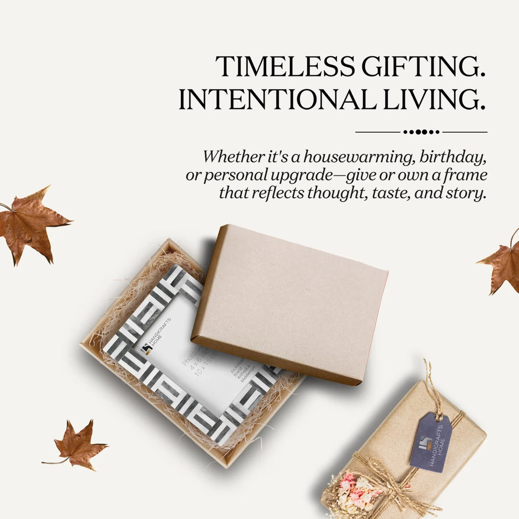 Grey Bone Inlay Grid Block Picture Frame | 4x6 & 5x7