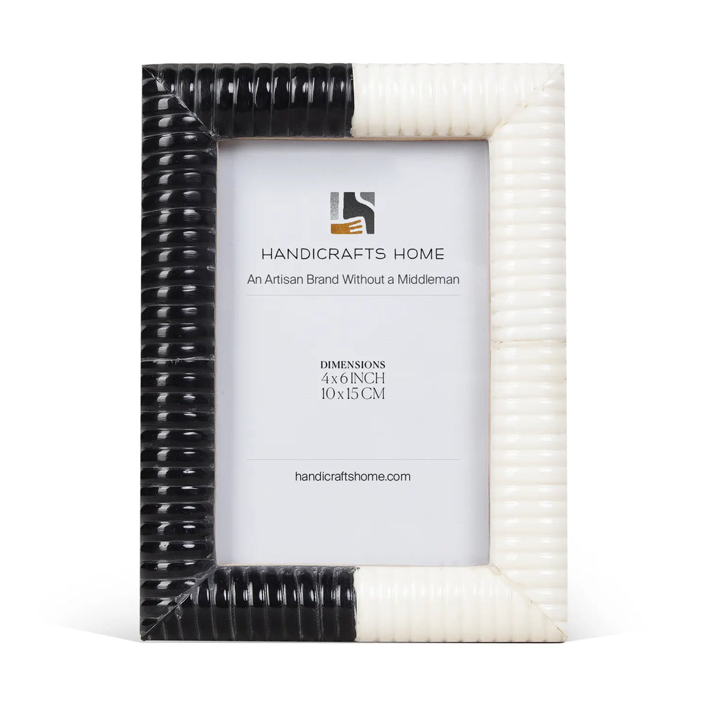 Black & White Carved Ridge Resin Picture Frame | 4x6 & 5x7
