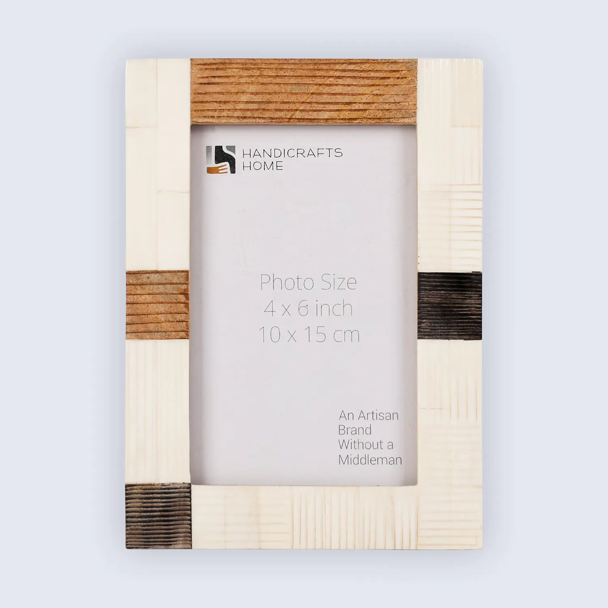 Neutral Patchwork Horn, Bone & Wood Picture Frame | 4x6 & 5x7