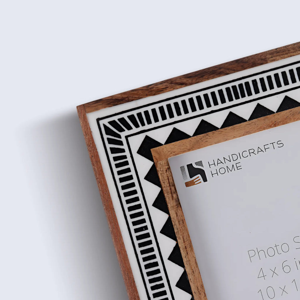 Black & White Geometric Resin Inlay Picture Frame | 4x6 & 5x7