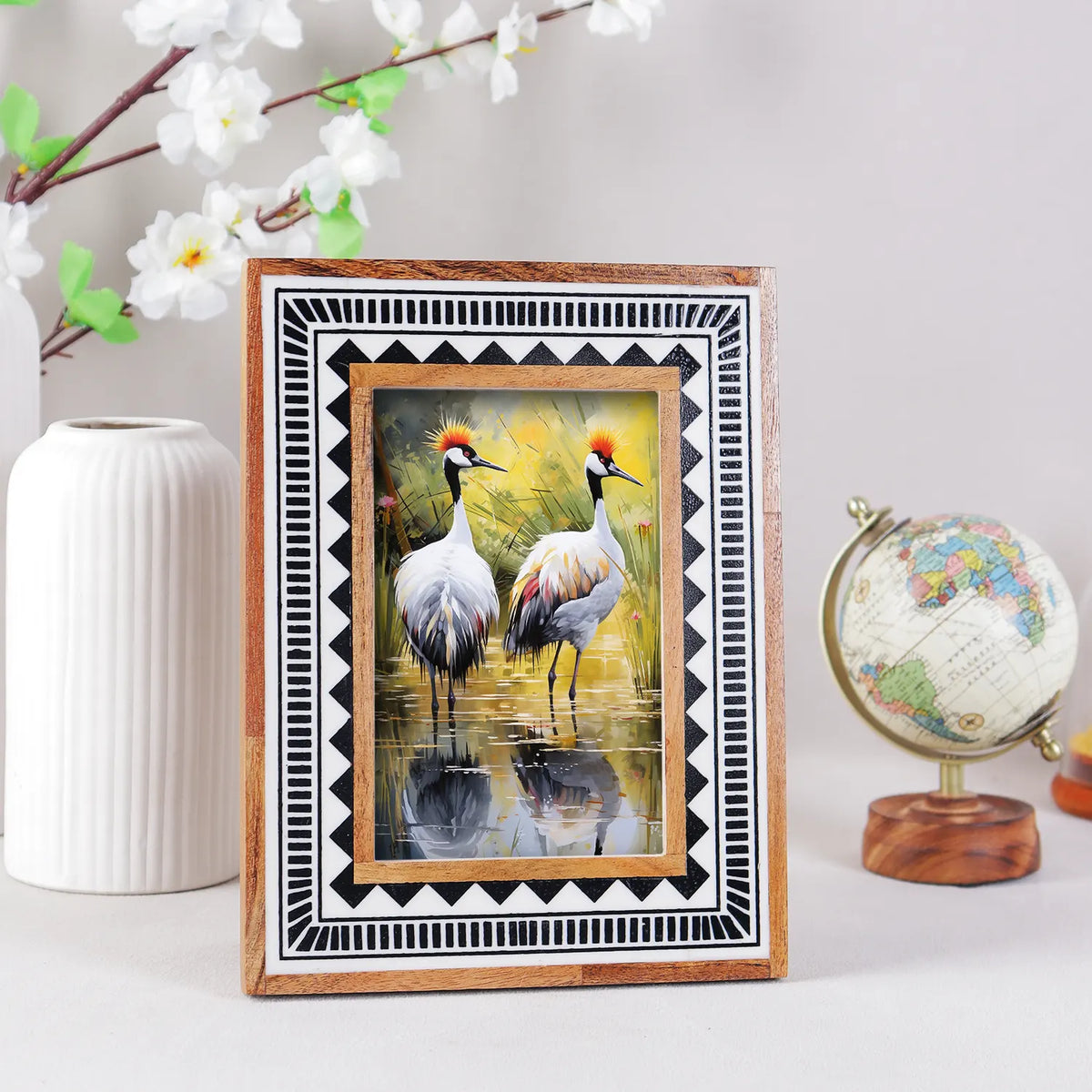Black & White Geometric Resin Inlay Picture Frame | 4x6 & 5x7