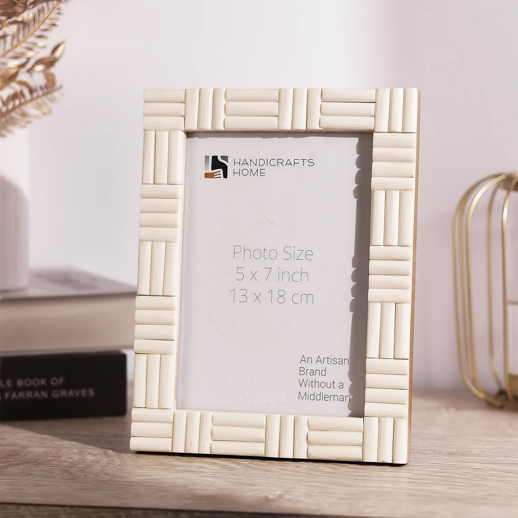 Brick Pattern White Bone Inlay Picture Frame | 4x6 & 5x7