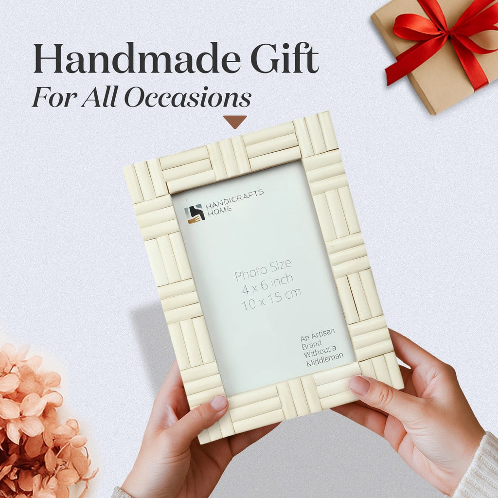 Brick Pattern White Bone Inlay Picture Frame | 4x6 & 5x7