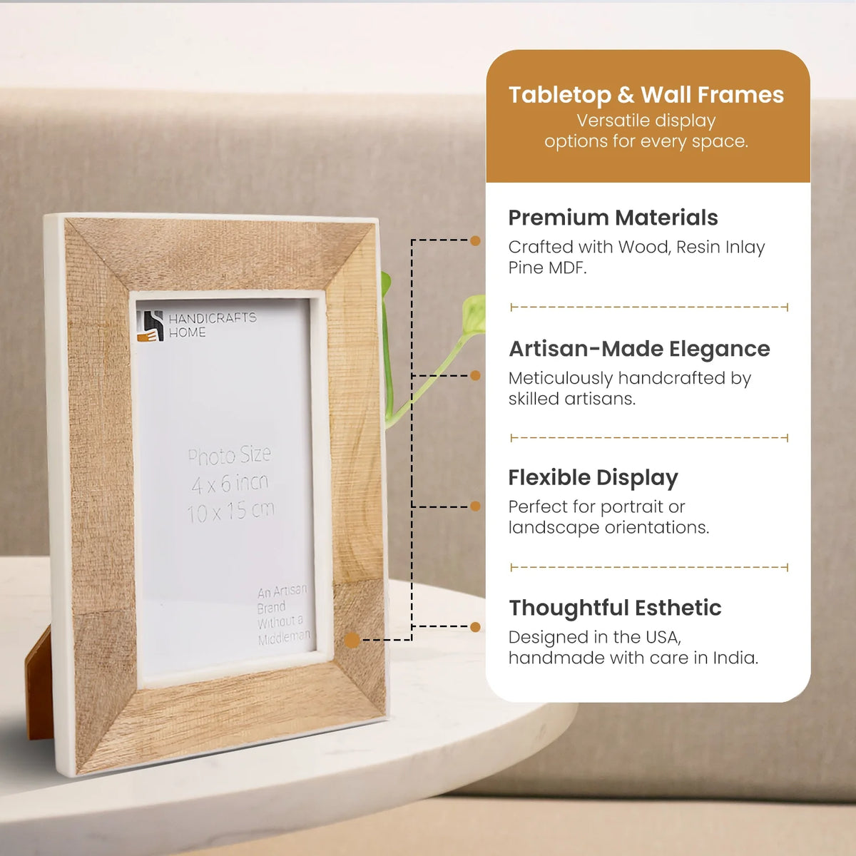 Natural Wood & Resin Inlay Picture Frame | 4x6 & 5x7