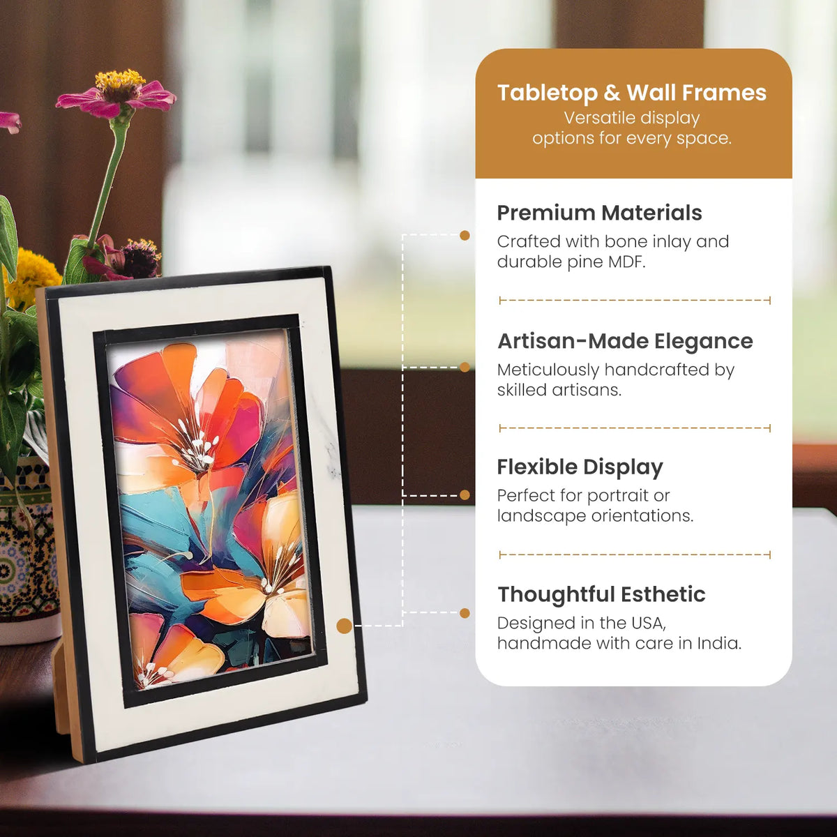 Black & White Layered Border Resin Inlay Picture Frame | 4x6 & 5x7