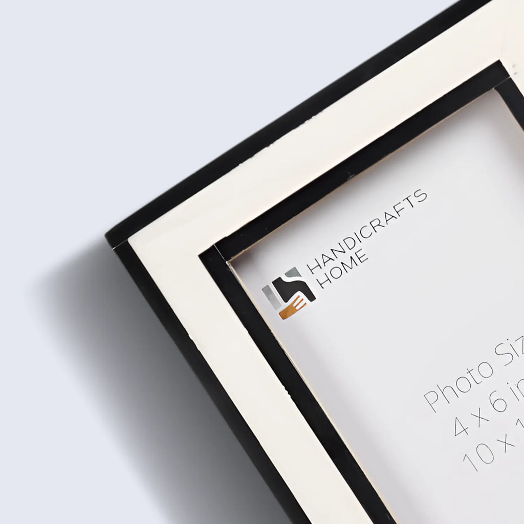 Black & White Layered Border Resin Inlay Picture Frame | 4x6 & 5x7