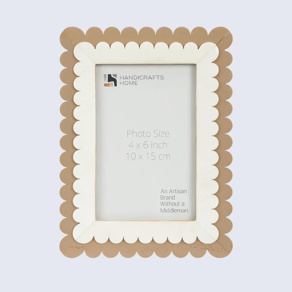 Petal Scallop White & Brown Inlay Picture Frame | 4x6 & 5x7