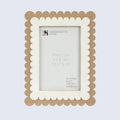 Petal Scallop White & Brown Inlay Picture Frame | 4x6 & 5x7