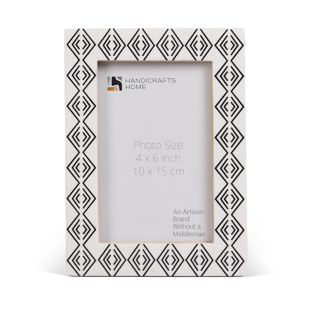 Black & White Diamond Arts Resin Inlay Picture Frame | 4x6 & 5x7
