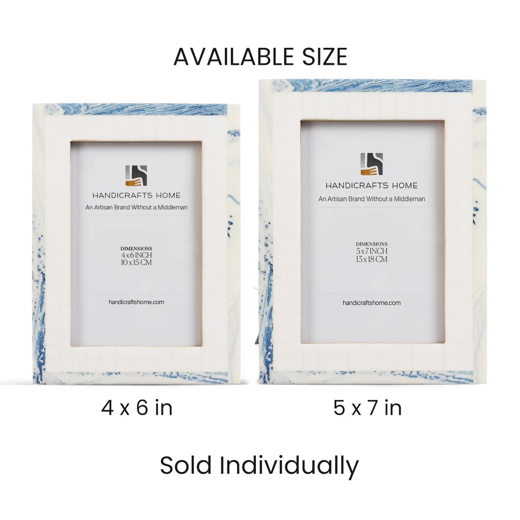 Cosmo White & Blue Resin Inlay Picture Frame | 4x6 & 5x7