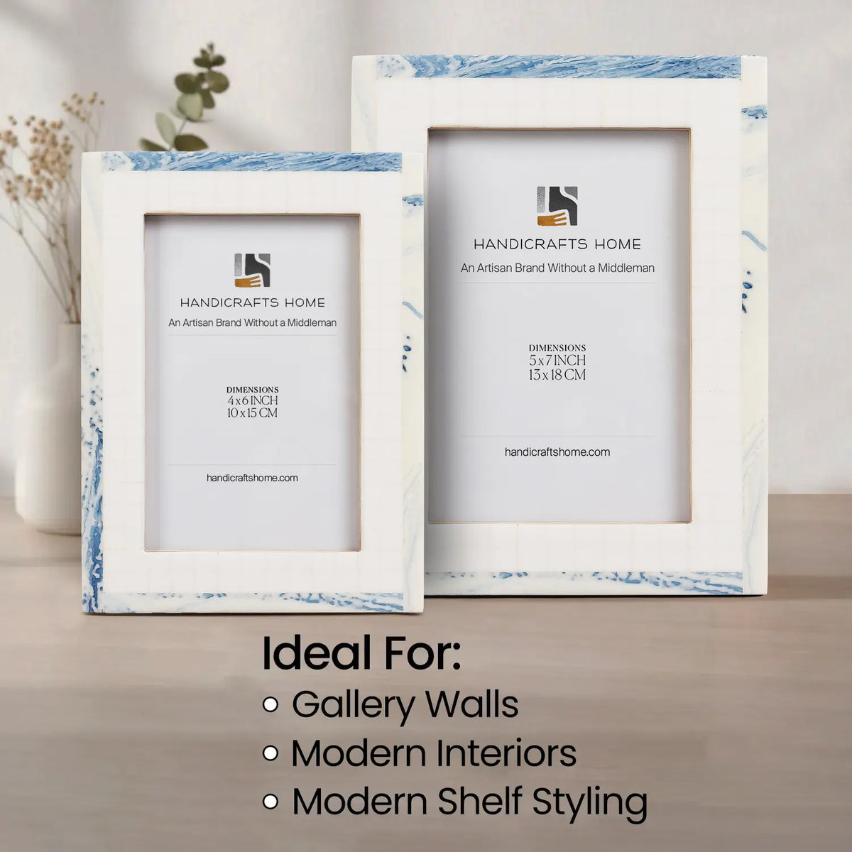 Cosmo White & Blue Resin Inlay Picture Frame | 4x6 & 5x7