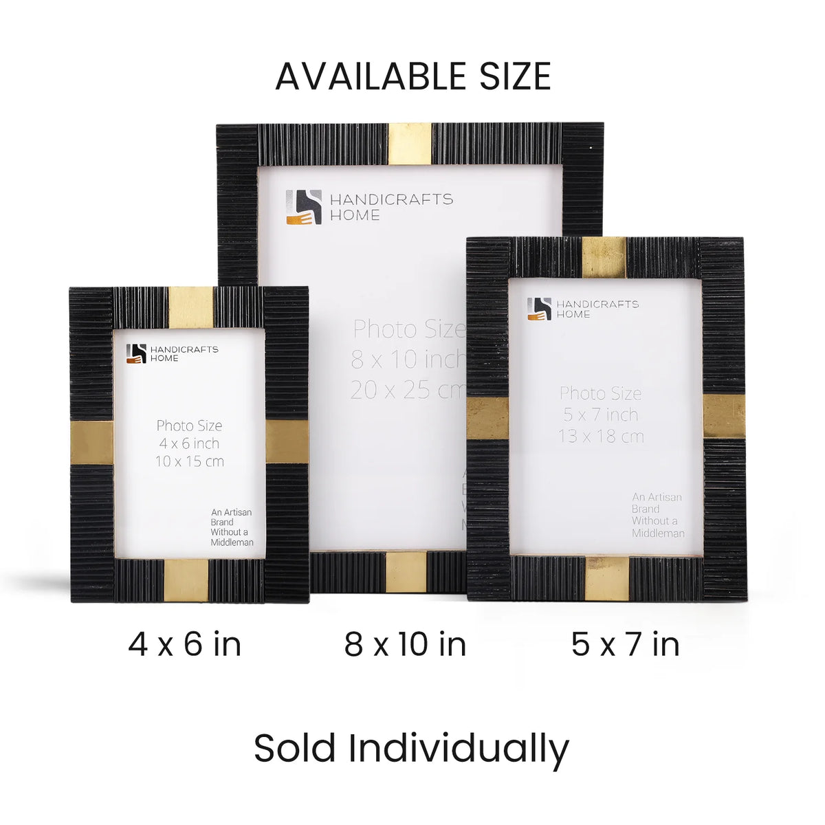 Art Deco Brass Inlay Picture Frame | 4x6, 5x7 & 8x10