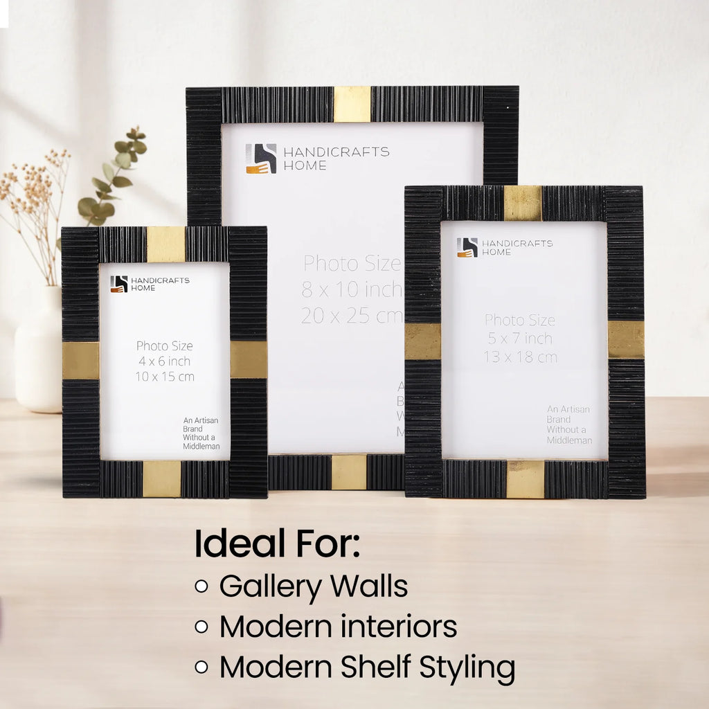 Art Deco Brass Inlay Picture Frame | 4x6, 5x7 & 8x10