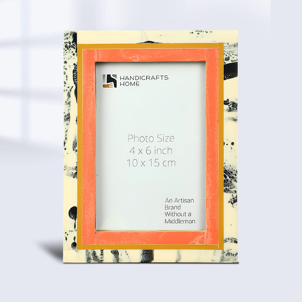 Abstract Ink Peach Resin Inlay Picture Frame | 4x6 & 5x7