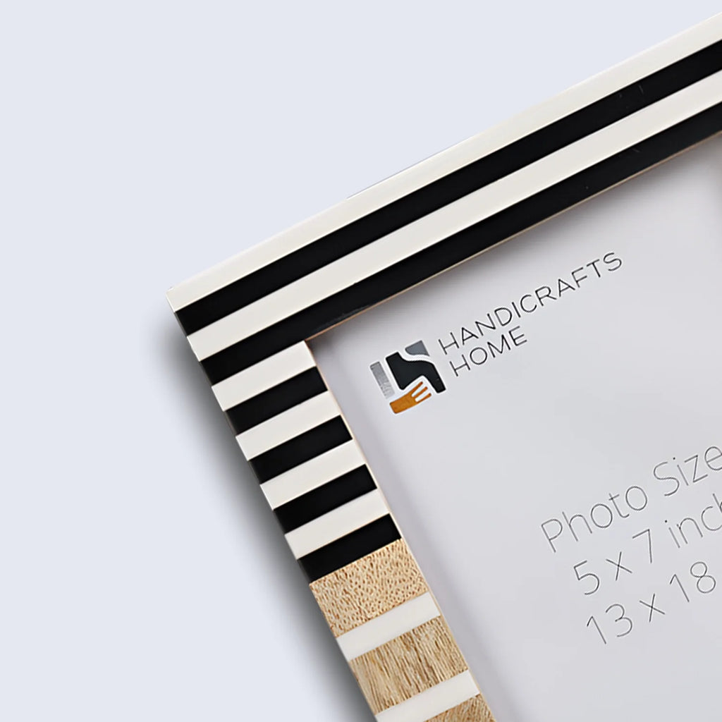Stripewood Black & White Wood Resin Picture Frame | 4x6 & 5x7