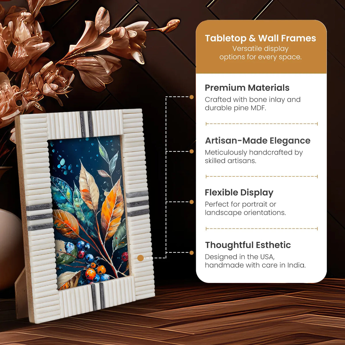 Ivory Ridge Bone Inlay Picture Frame | 4x6 & 5x7
