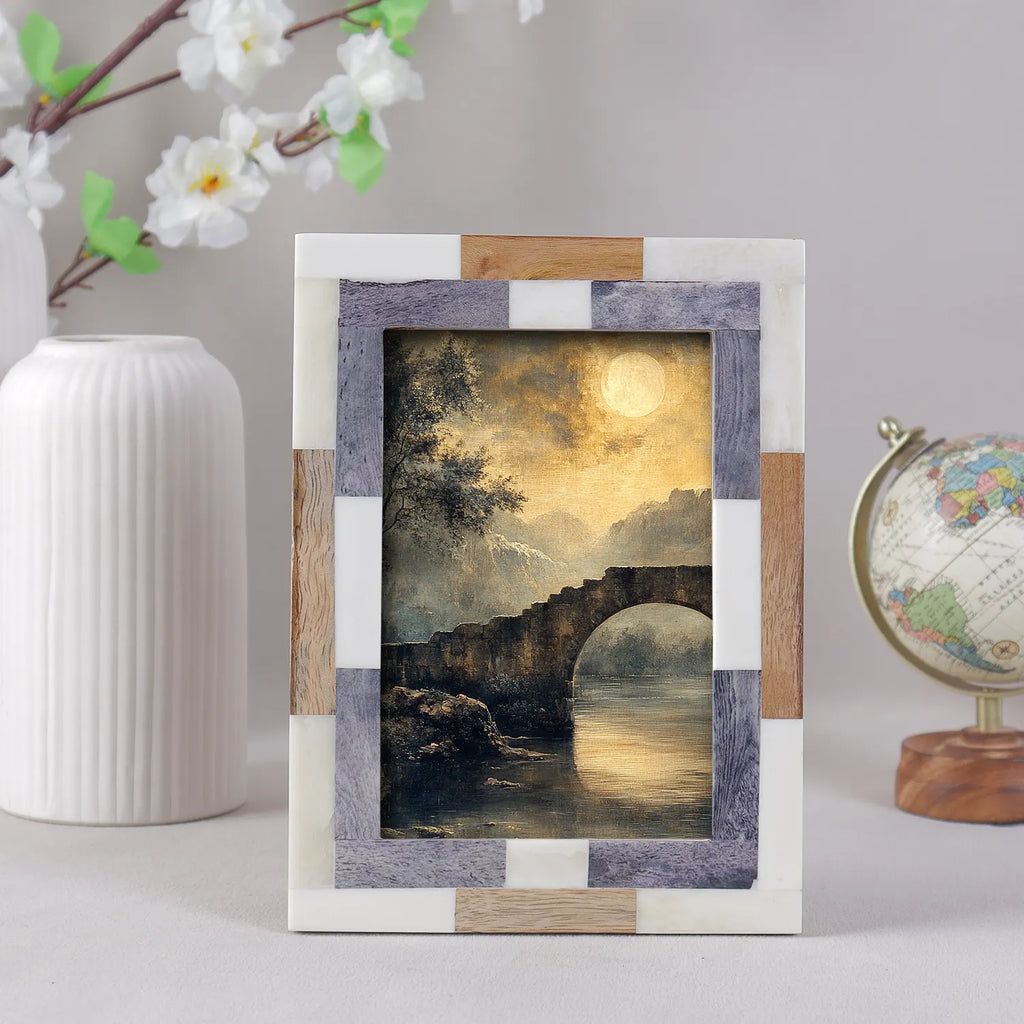 Woodstrip Tile Wood & Bone Inlay Picture Frame | 4x6 & 5x7