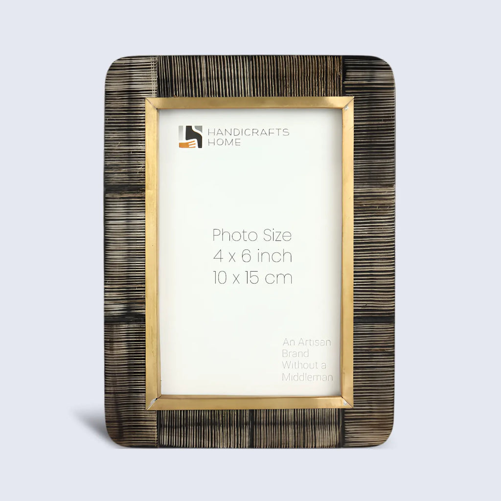 Shagrin Brown Horn Inlay & Brass Picture Frame | 4x6 & 5x7