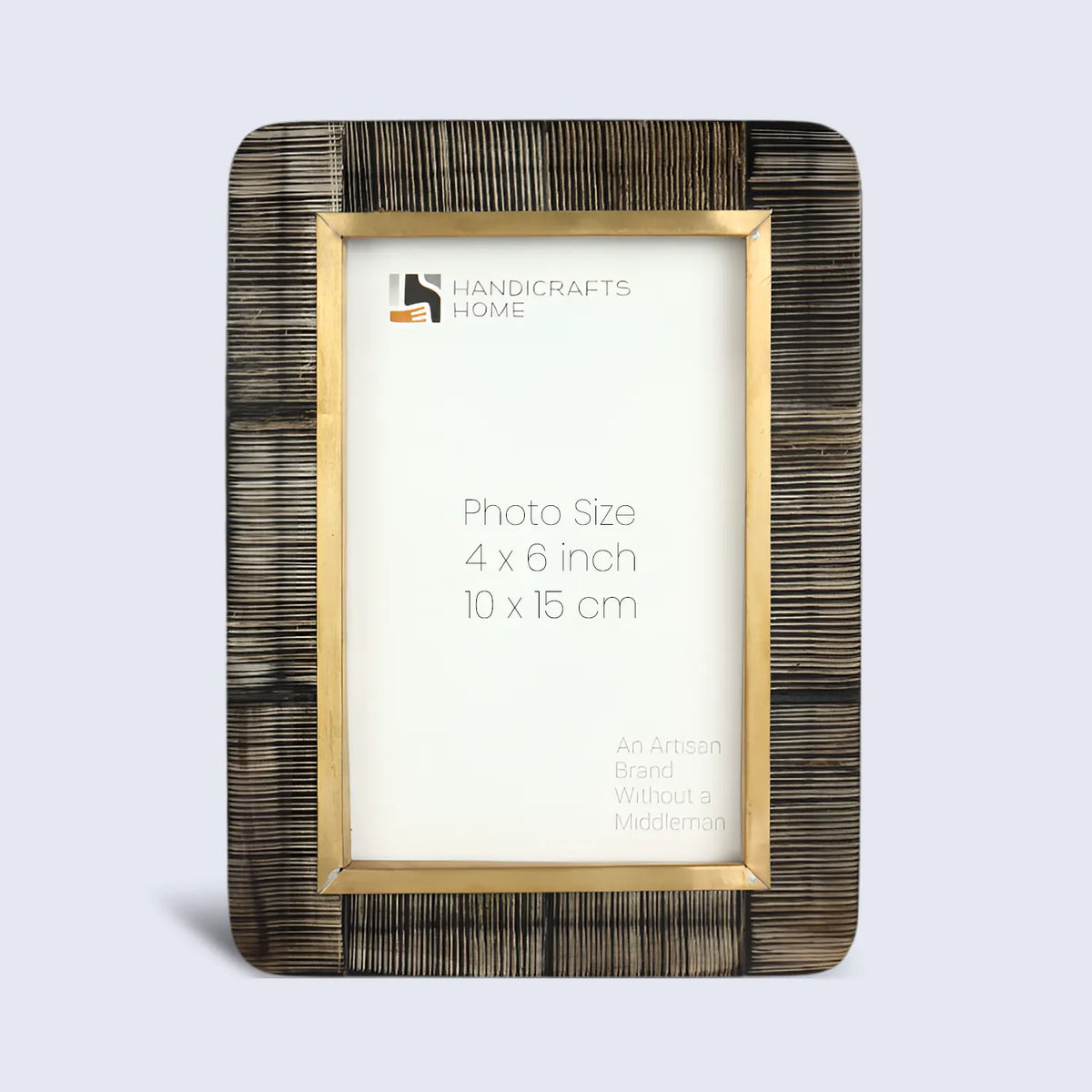 Shagrin Brown Horn Inlay & Brass Picture Frame | 4x6 & 5x7