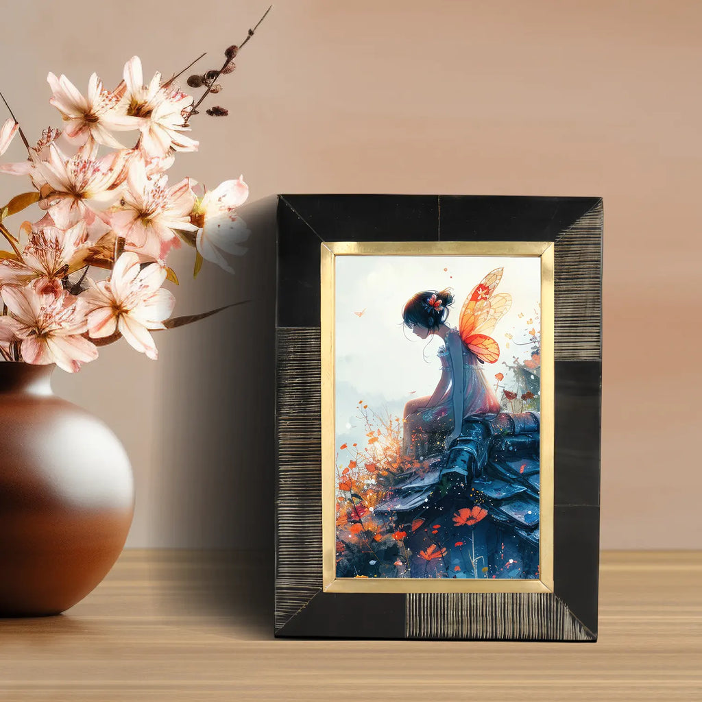Shagrin Brown Horn & Brass Picture Frame | 4x6 & 5x7