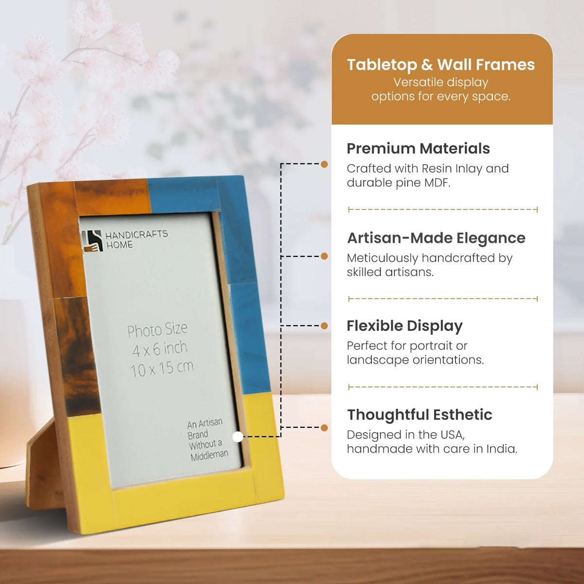 Mondrian Walnut Resin Inlay Picture Frames | Pack of 2 | 3 Sizes
