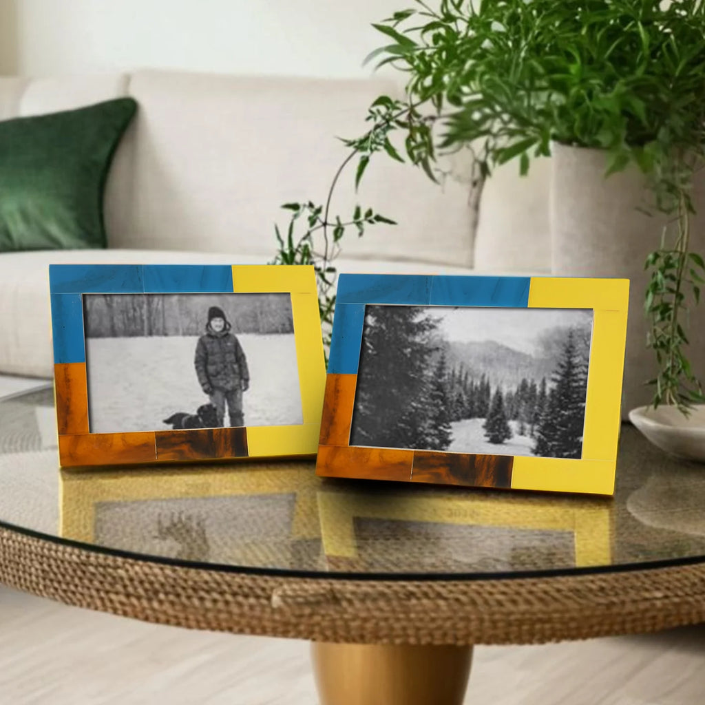Mondrian Walnut Resin Inlay Picture Frames | Pack of 2 | 3 Sizes