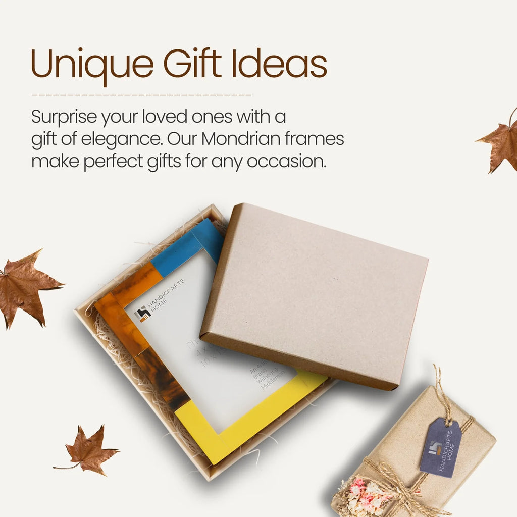 Mondrian Walnut Resin Inlay Picture Frames | Pack of 2 | 3 Sizes