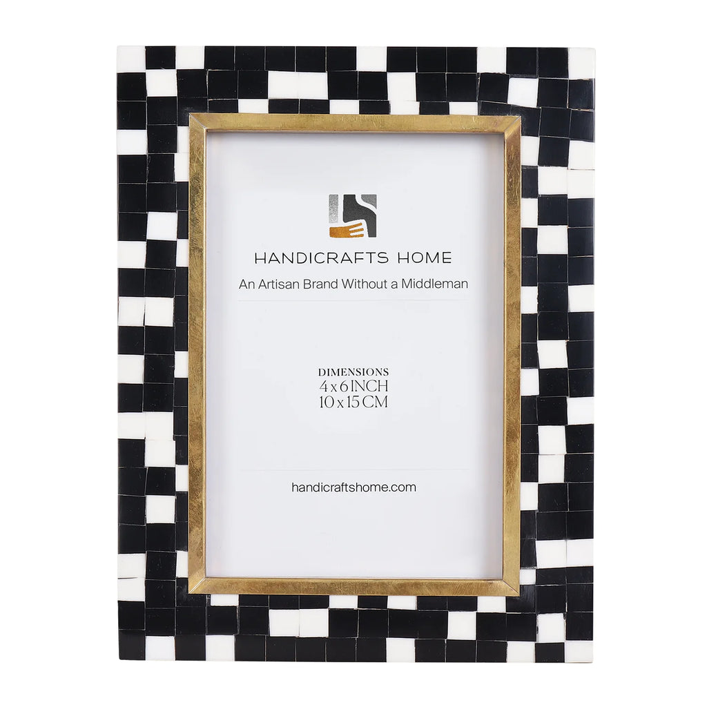 Halo Mosaic Black & White Resin Inlay Picture Frame | 4x6