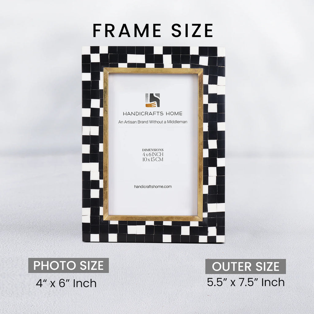 Halo Mosaic Black & White Resin Inlay Picture Frame | 4x6