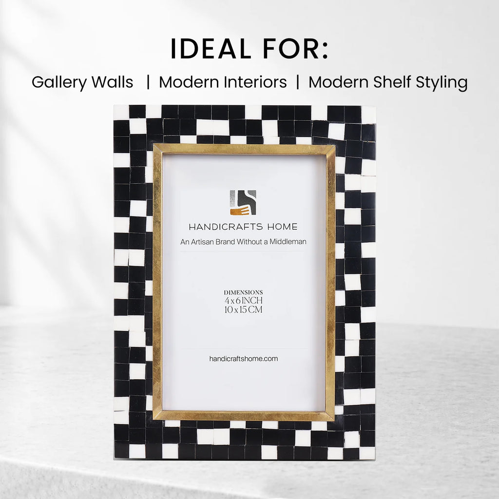 Halo Mosaic Black & White Resin Inlay Picture Frame | 4x6