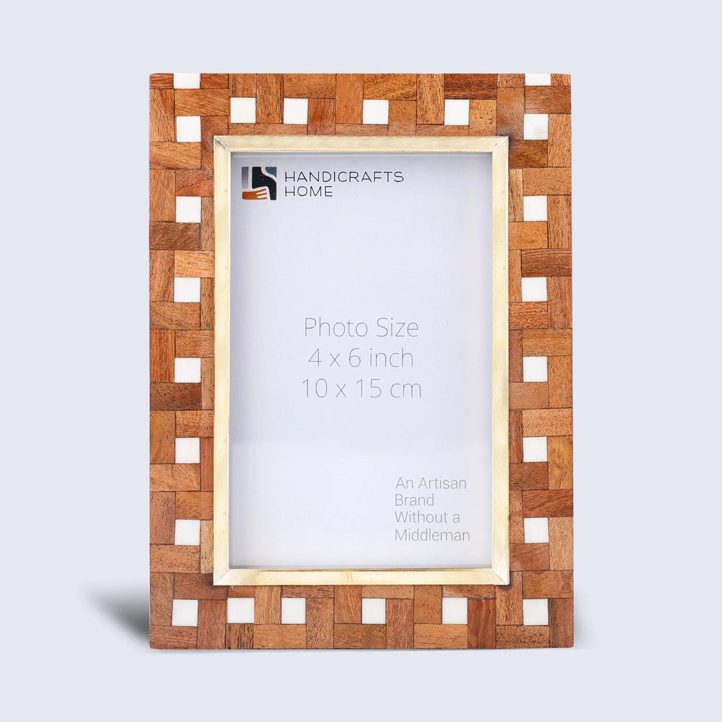 Halo parquet wood inlay picture frame, 4x6, 5x7 and 8x10