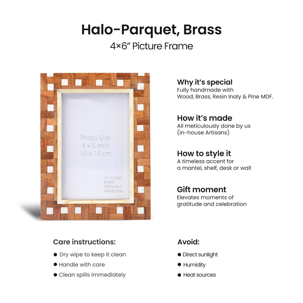 Halo Parquet Wood Inlay Picture Frame | 4x6, 5x7 & 8x10