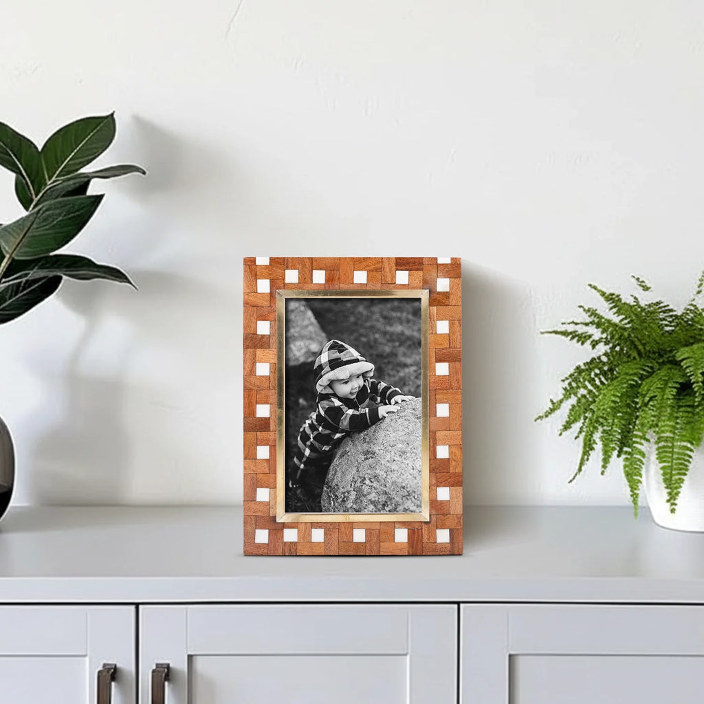 Halo Parquet Wood Inlay Picture Frame | 4x6, 5x7 & 8x10