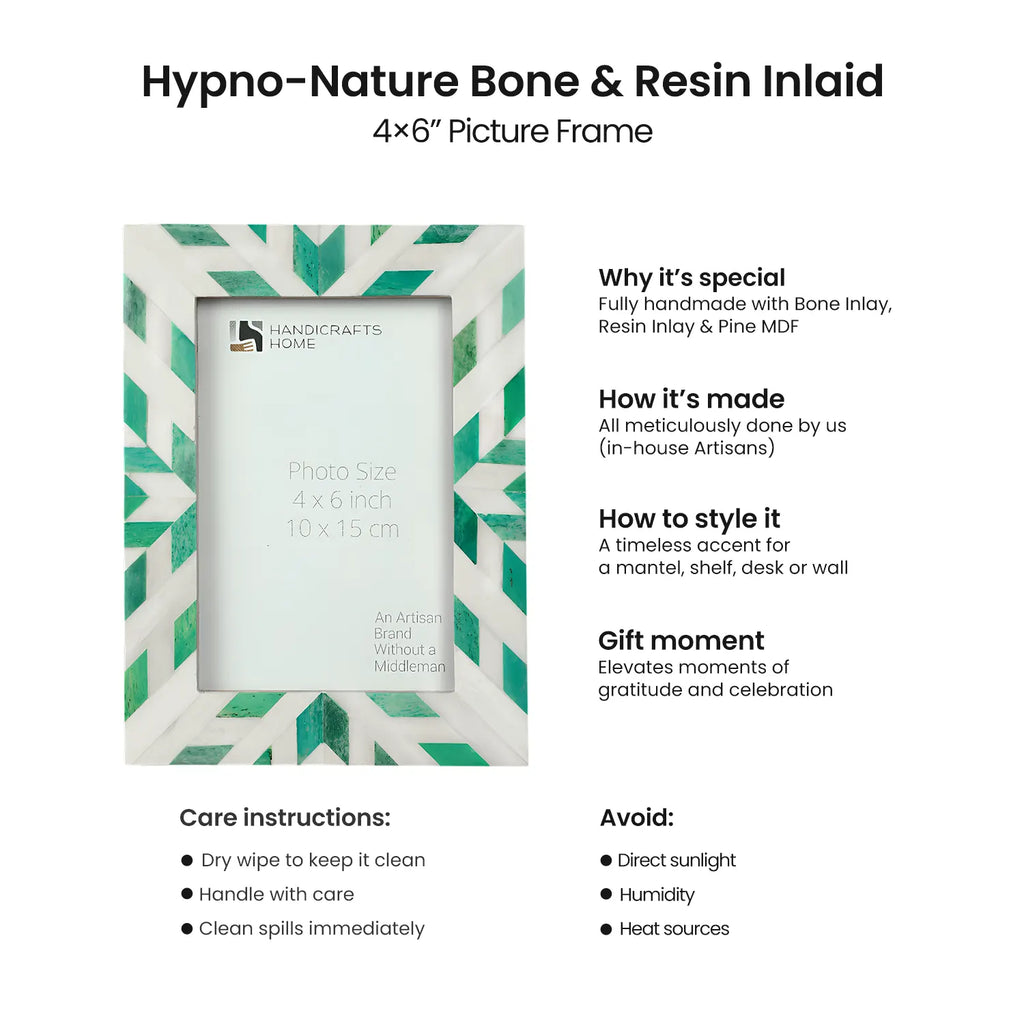 Hypno Nature Green & White Bone Inlay Picture Frame | 4x6, 5x7 & 8x10