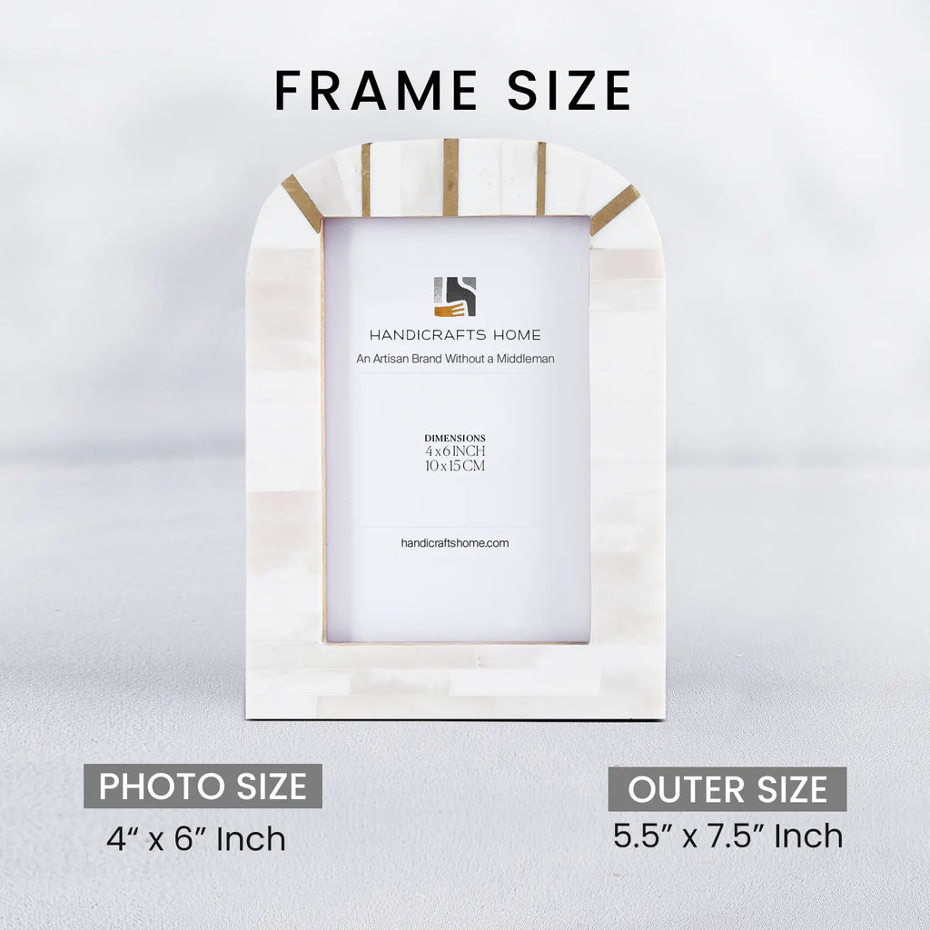 Palace Vista White Bone Inlay & Brass Picture Frame | 4x6