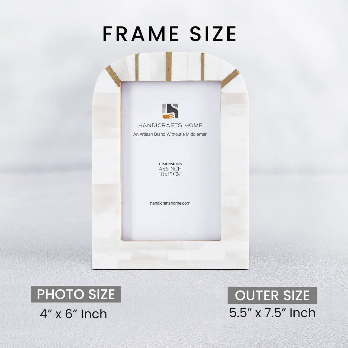 Palace Vista White Bone Inlay & Brass Picture Frame | 4x6