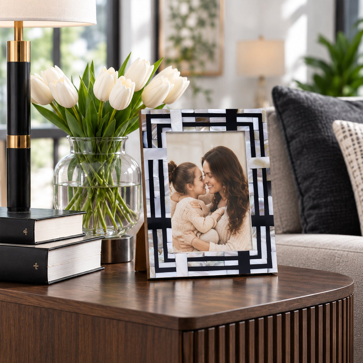 Pearlescent Picture Frames | Black & Shell | 4x6 5x7 8x10