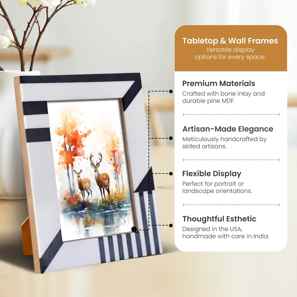 Silhouette Black & White Resin Picture Frame | 4x6 & 5x7