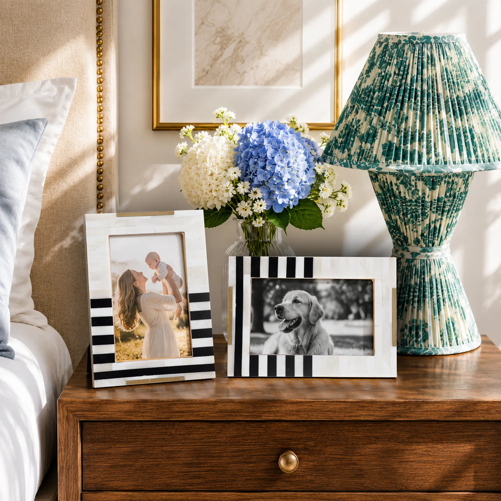 Black Bone & Brass Inlay Picture Frame | West Coast Naples | 4x6 & 5x7