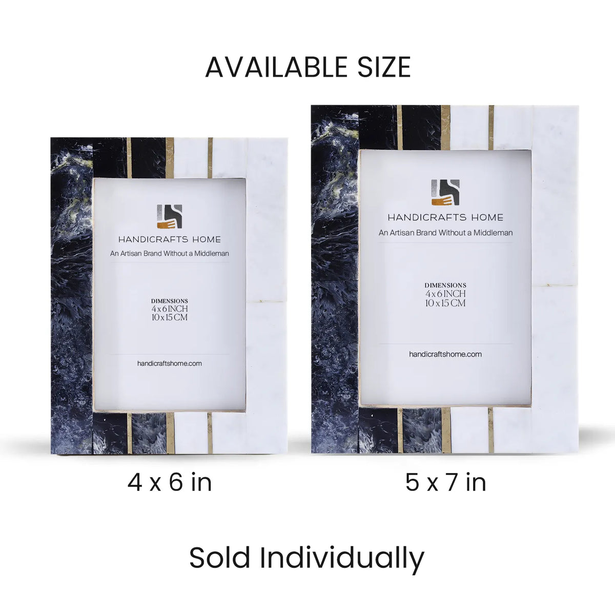 Black White Resin Brass Inlay Picture Frame Tabletop 4x6 5x7