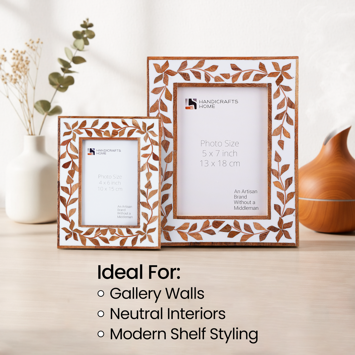 Alhambra Botanical Wood & Resin Picture Frame | 4x6 & 5x7
