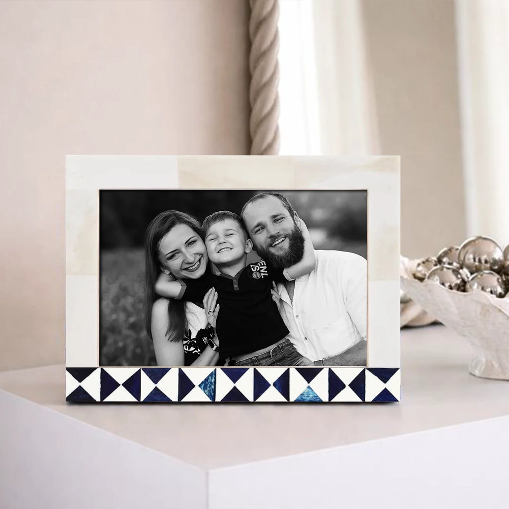 Indigo Mosaic Blue & White Bone Inlay Picture Frame | 4x6 & 5x7