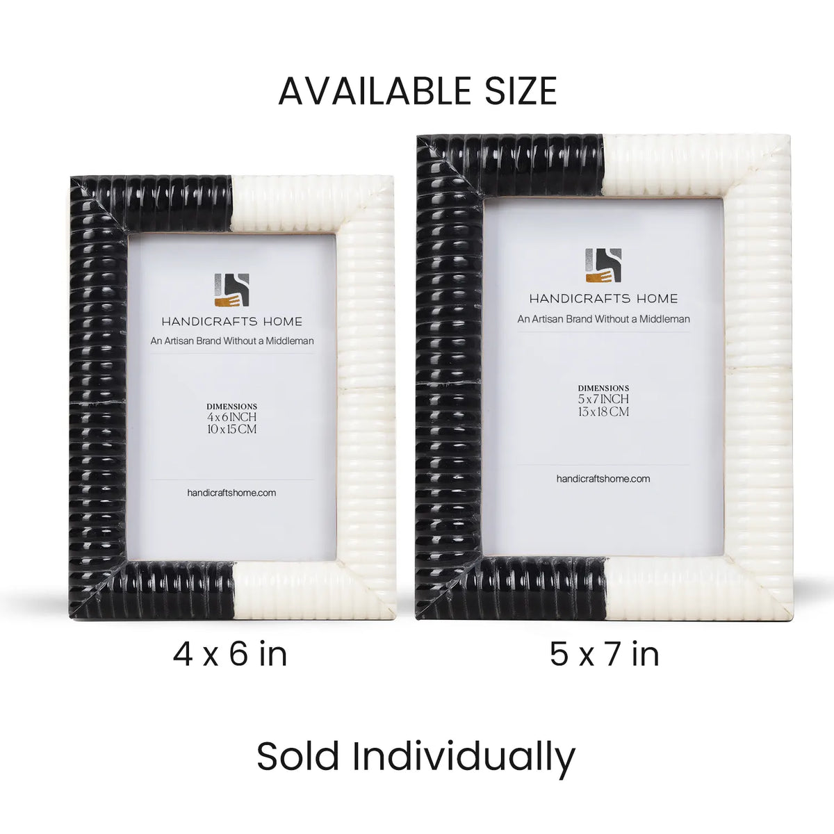 Black & White Carved Ridge Resin Picture Frame | 4x6 & 5x7