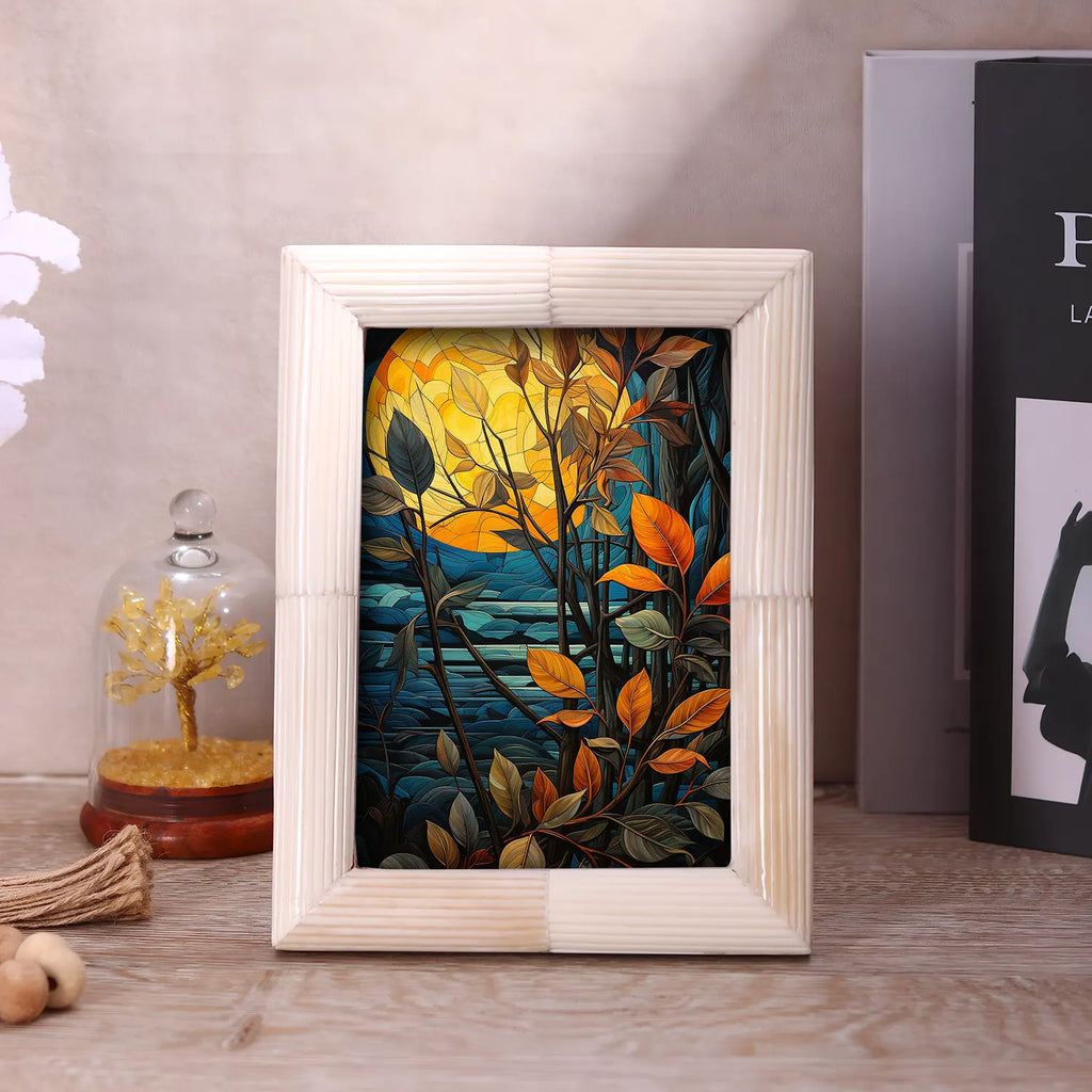 White Carved Bone Inlay Picture Frame | 4x6, 5x7 & 8x10