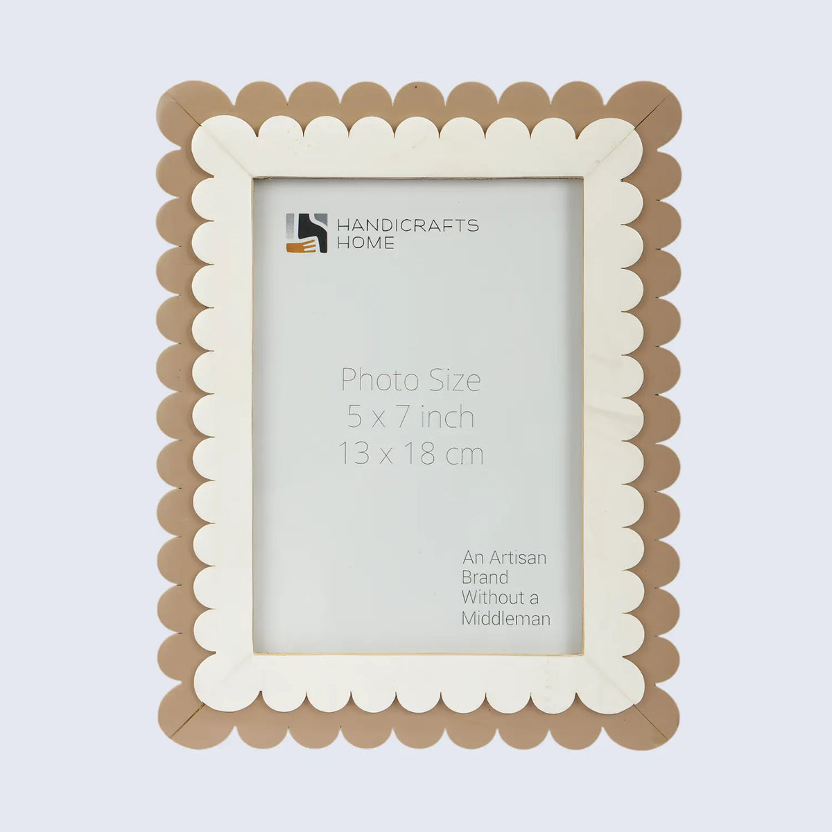 Petal Scallop White & Brown Inlay Picture Frame | 4x6 & 5x7