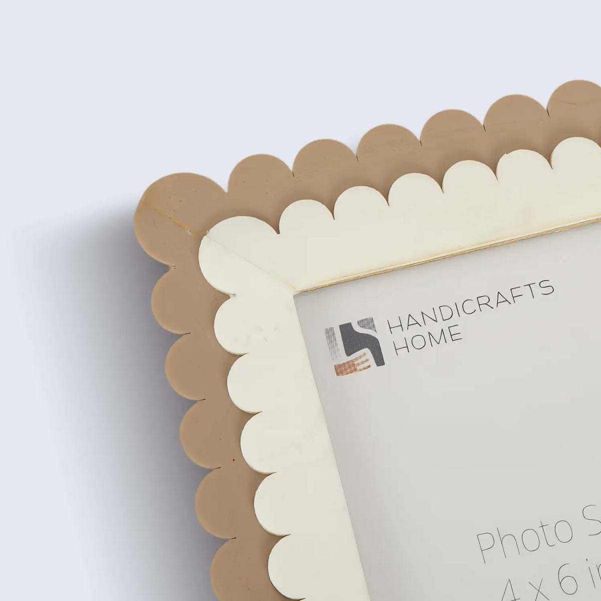 Petal Scallop White & Brown Inlay Picture Frame | 4x6 & 5x7