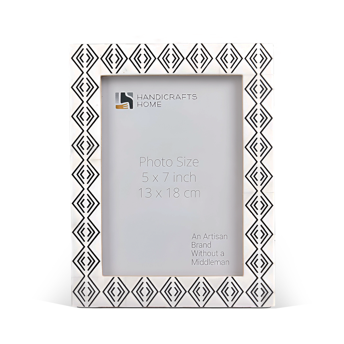 Black & White Diamond Arts Resin Inlay Picture Frame | 4x6 & 5x7