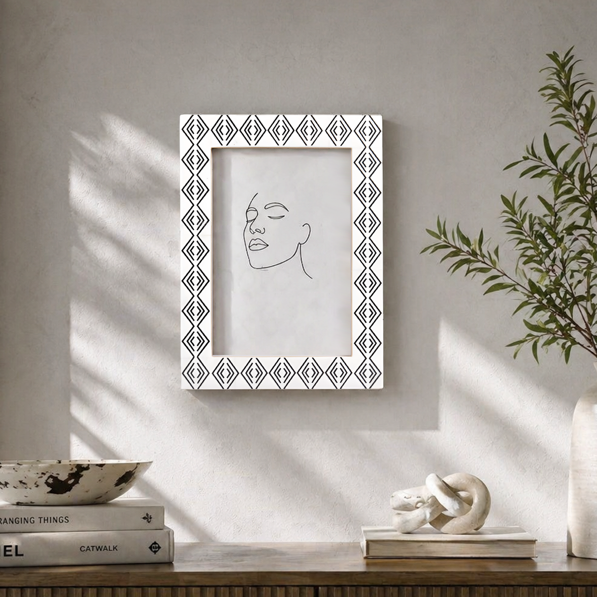 Black & White Diamond Arts Resin Inlay Picture Frame | 4x6 & 5x7