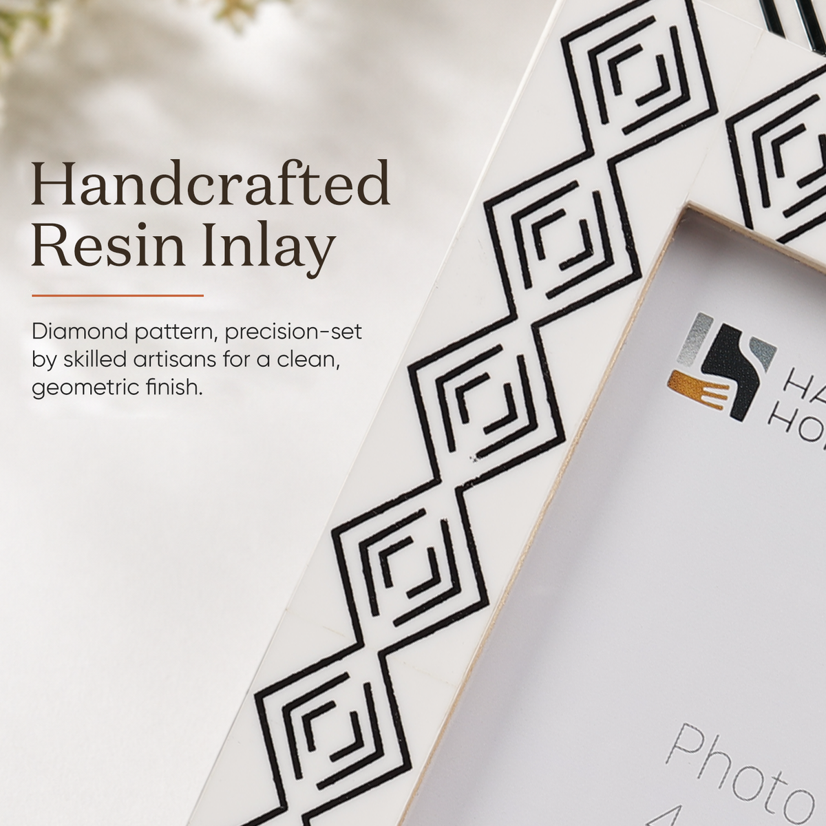 Black & White Diamond Arts Resin Inlay Picture Frame | 4x6 & 5x7